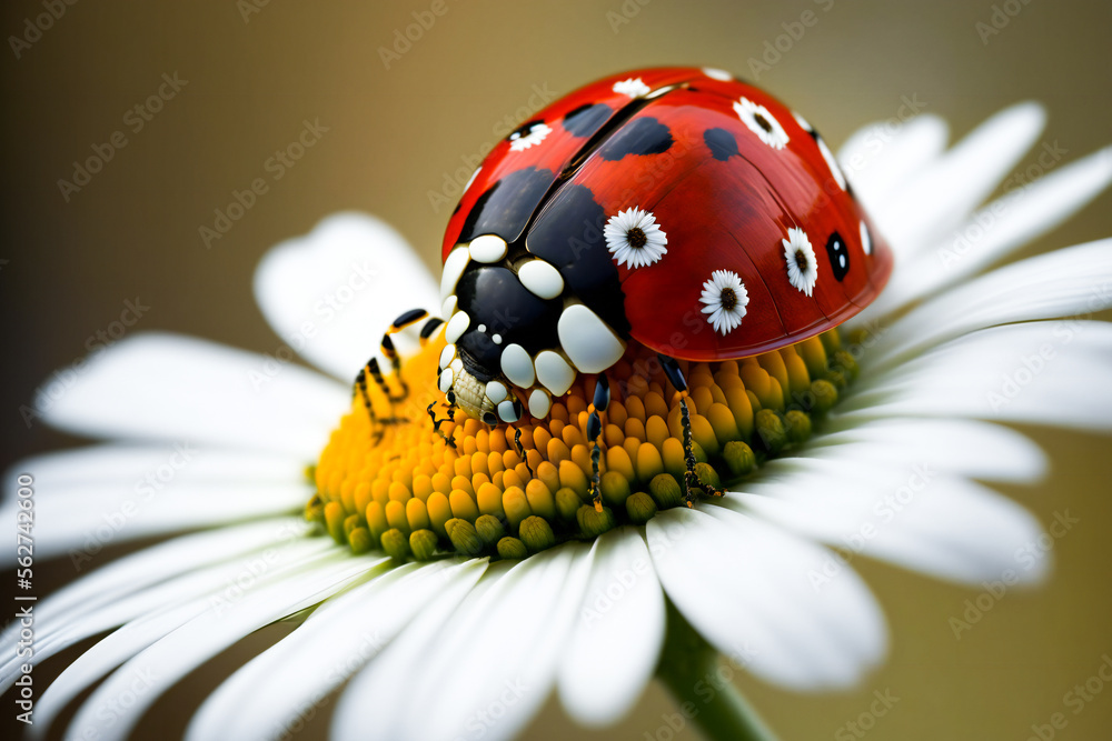 Ladybug on a flower, ai generated