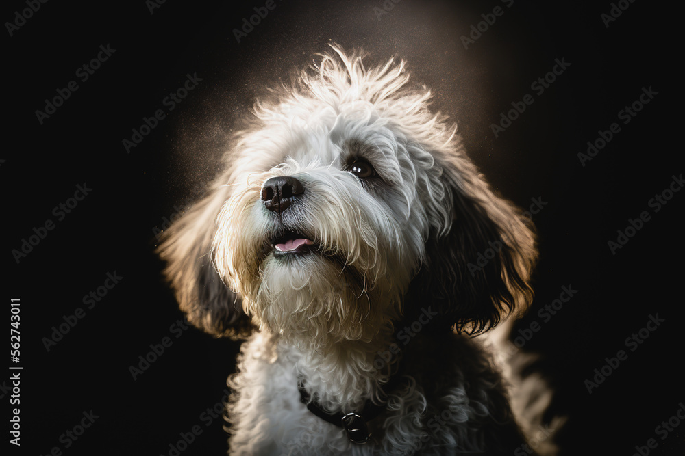 Generative AI illustration of studio photograph of a dog