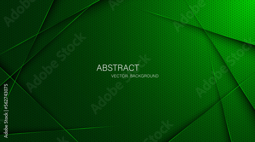 Abstract green steel mesh background with green glowing lines with free space for design. Modern technology innovation concept background. Perforated dark green metal sheet for background image.
