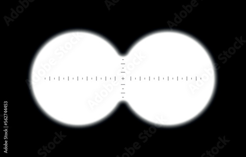 Binoculars spy view. Telescope aim sight, periscope lens view. Vector isolated illustration