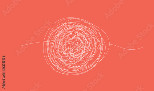 Hand drawn scribble chaos line. Abstract random labyrinth in doodle style. Clutted clew. Continuous line.Vector isolated illustration