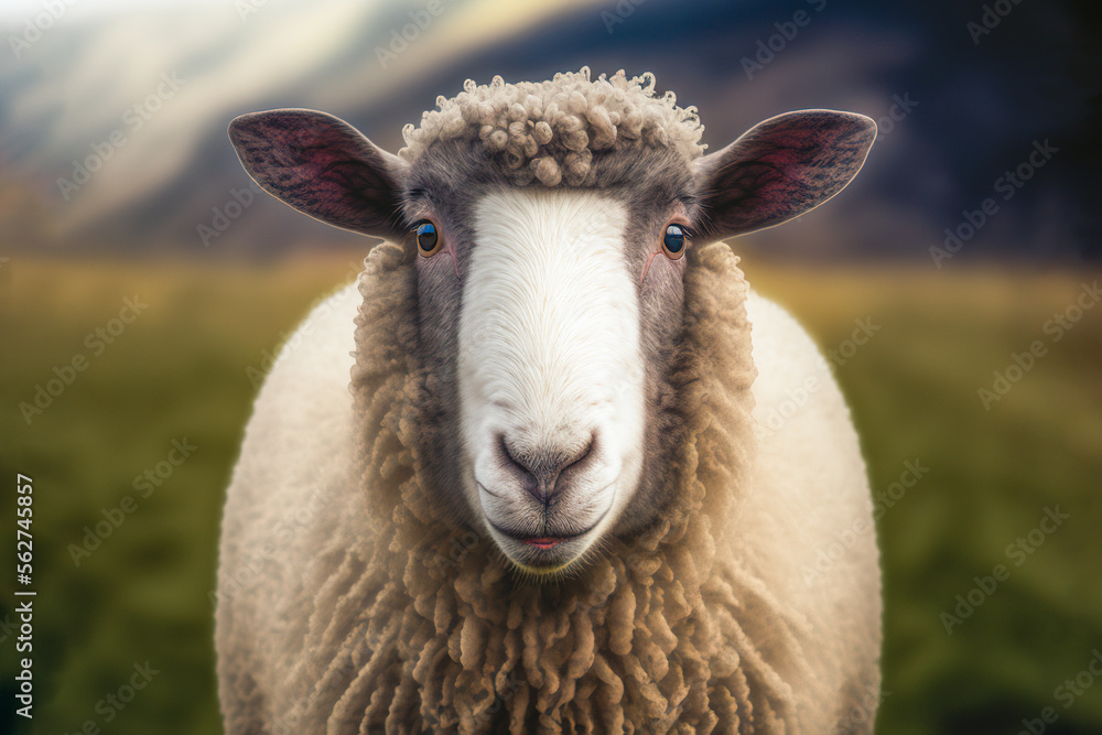 Generative AI illustration of a sheep in the meadow