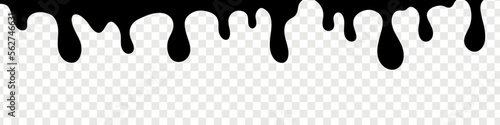 Liquid paint dripping. Black melt drop set. Blood, oil and liquid blob isolated. Vector illustration