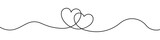Continuous line drawing of two hearts on transparent background. Banner for valentine's day. Abstract hearts. PNG image