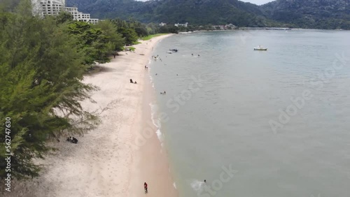 Aesthetic aerial view of Teluk Bahang Beach in Malaysia  photo