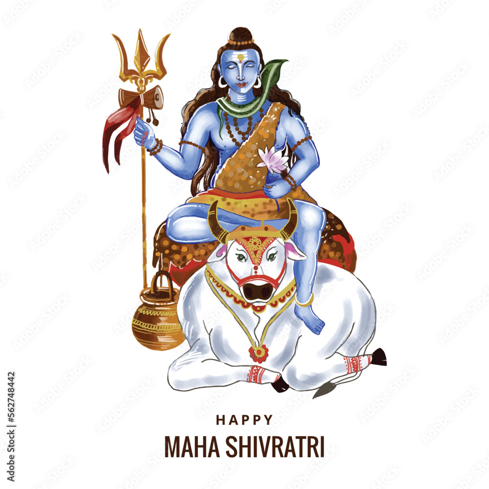 Lord shiva indian god of hindu for maha shivratri card background