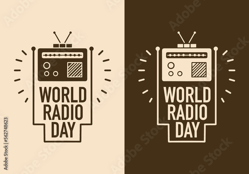 World radio day illustration badge design