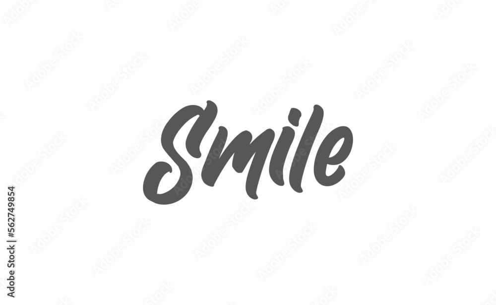 Smile handwritten brush lettering. Modern calligraphy isolated on white background. Smile handwritten brush lettering. Modern calligraphy isolated on white background.
