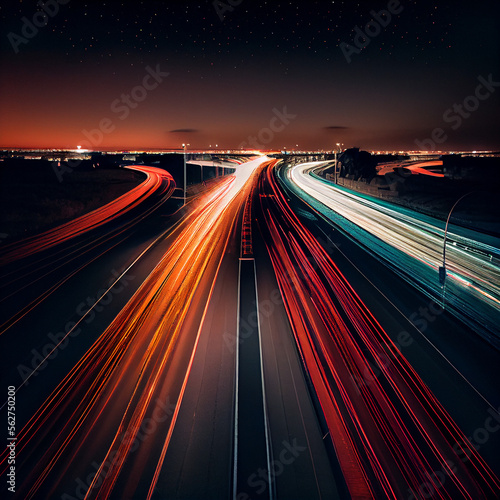 Generative Art Highway at Night