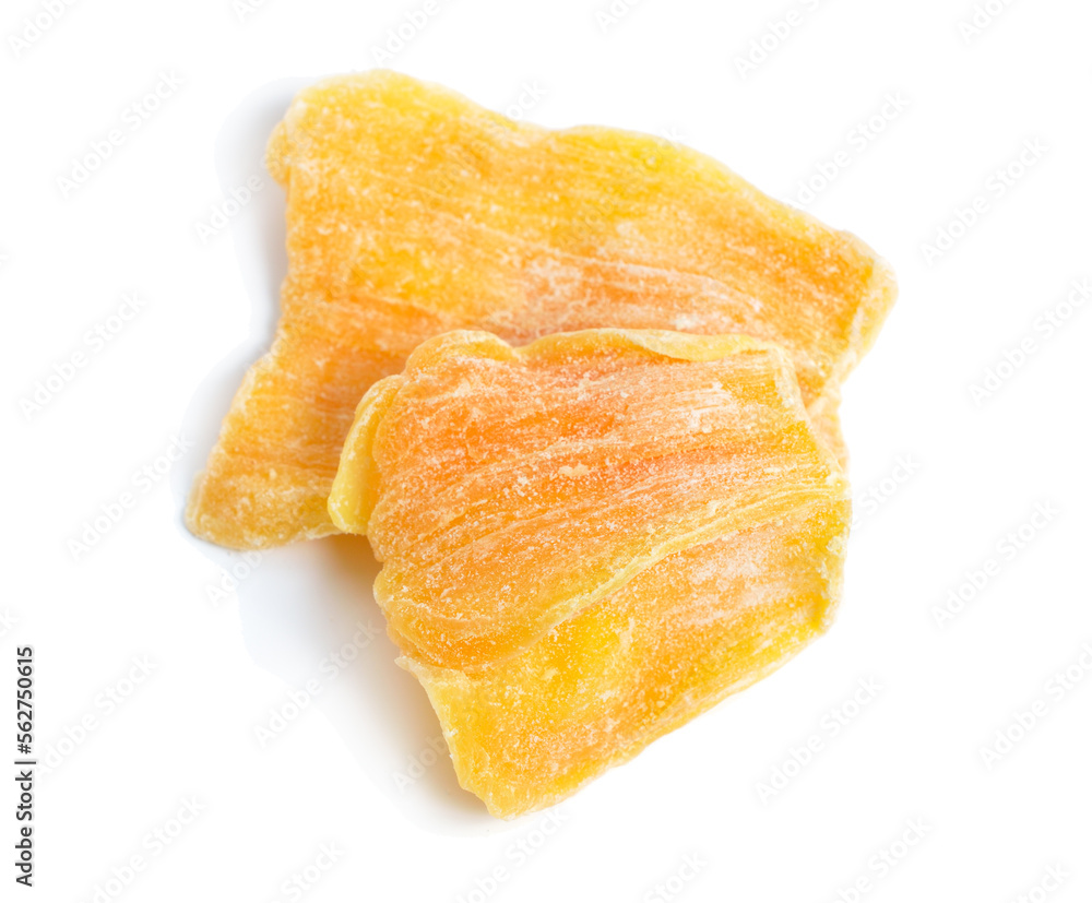 Dried jackfruit chips isolated on white background Dried jackfruit chips isolated on white background