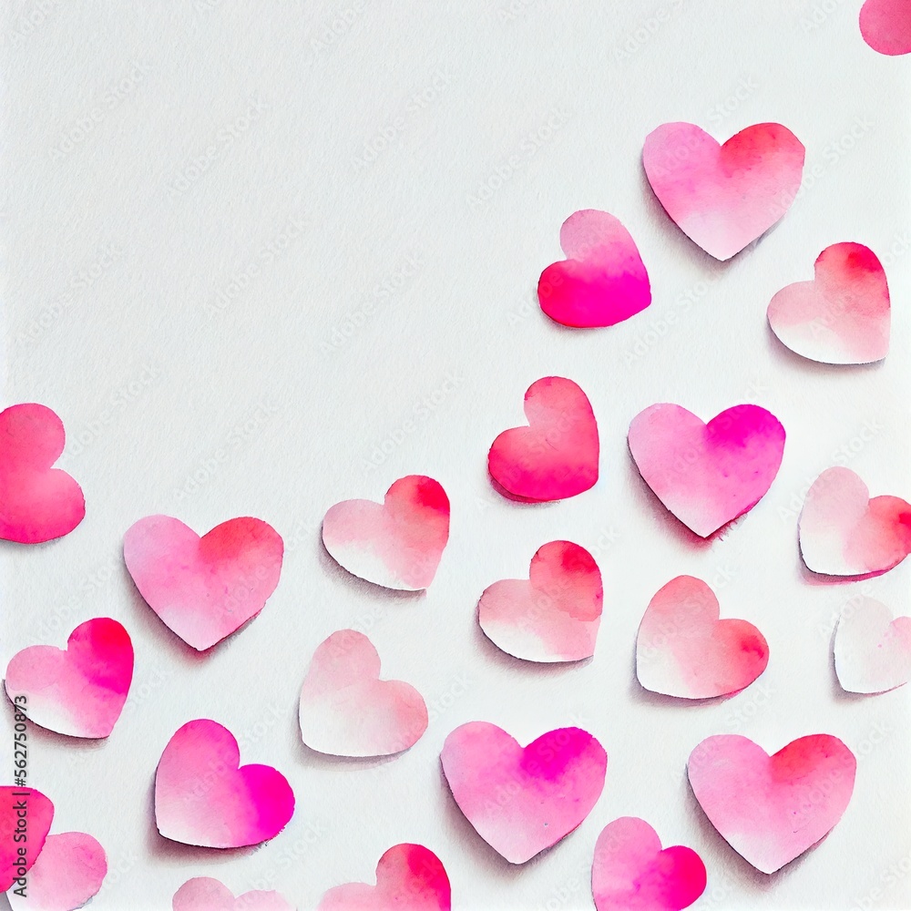 Hearts isolated on a white background for Valentine's Day. AI Generated illustration.