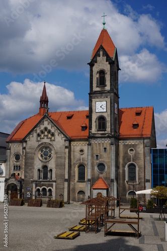 Savior Church (kosciol Zbawiciela) in Neo-Romanesque style, evangelical temple. Tarnowskie Gory, Poland.