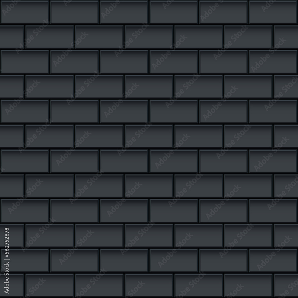 Vetor de Black glossy brick wall with ceramic rectangle tiles