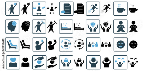 Lifestyle illustration icon set. Solid icon style. Simple vector design editable
