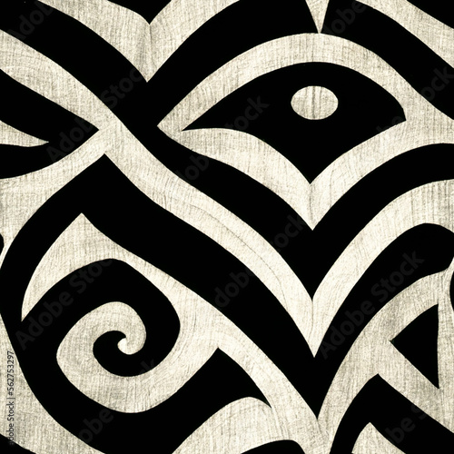 Maori Seamless Pattern Tile - Generative AI photo