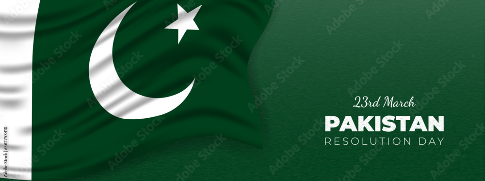 Minimal pakistan resolution day greeting banner Minimal pakistan resolution day greeting banner