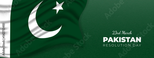 Minimal pakistan resolution day greeting banner