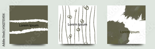 広告の一部に使えそうな　シンプルな線やインクのベクターアートテンプレートセット/背景/壁紙/カバー