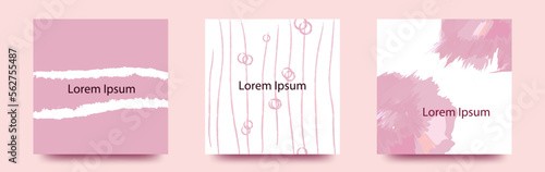 広告の一部に使えそうな　シンプルな線やインクのベクターアートテンプレートセット/背景/壁紙/カバー