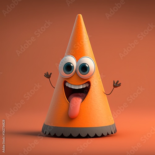 Cute Cartoon Traffic Cone C...