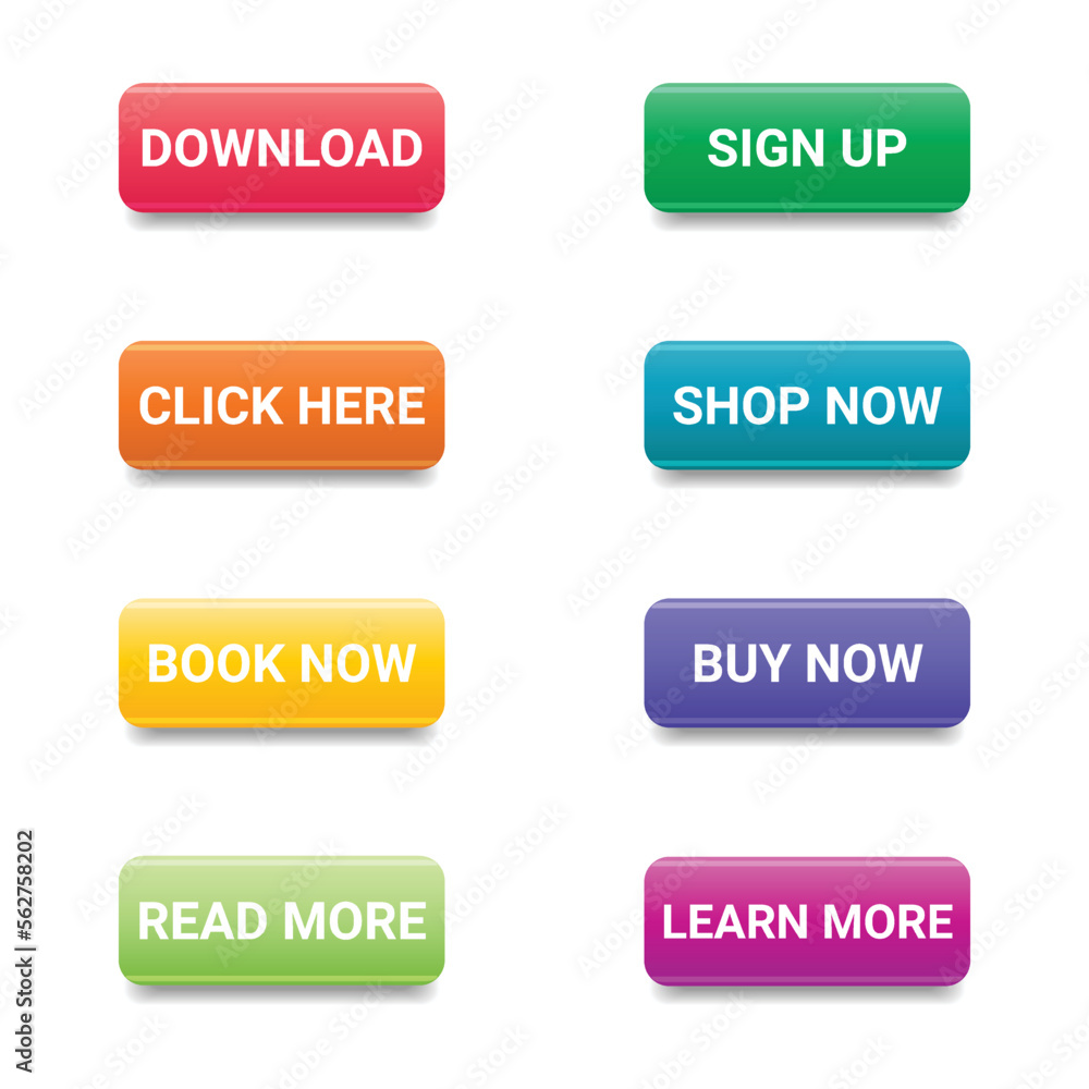 Set Of Colorful Modern Button On White Background. Collection. Vector Illustration Set Of Colorful Modern Button On White Background. Collection. Vector Illustration