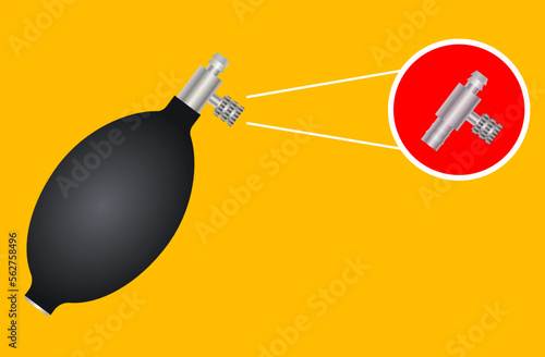 supercharger of a mechanical tonometer on a yellow background