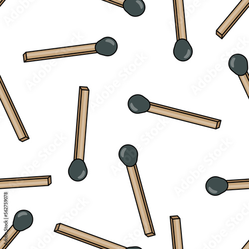Seamless texture with matches on white background