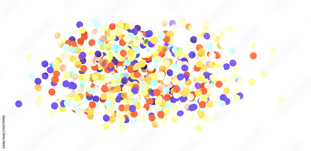 Multicolor confetti abstract background with a lot of falling pieces, isolated on a white background. - in 3d png