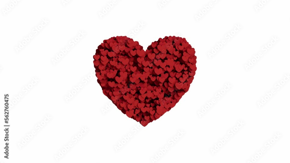 Small red hearts animated to create large red heart shape. Valentine's Day. Love & romance. Small red hearts animated to create large red heart shape. Valentine's Day. Love & romance.