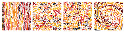 Abstract pattern multicolour red yellow black brown reaction biology diffusion turing on white background. Vector illustration. 