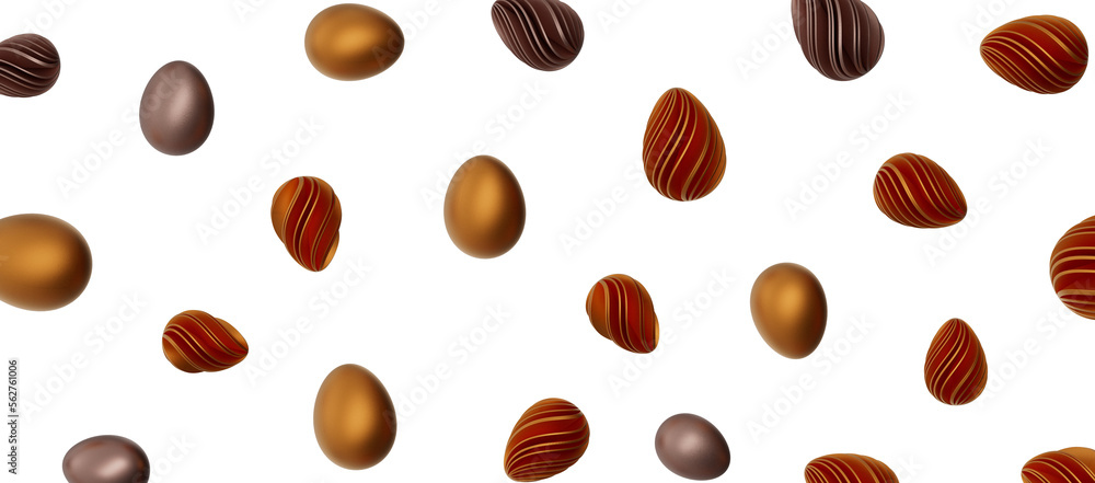 3d rendering of Easter elegant eggs with gold paint 3d rendering of Easter elegant eggs with gold paint