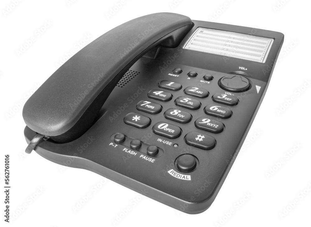 Black office telephone isolated on transparent background. Phone object Black office telephone isolated on transparent background. Phone object