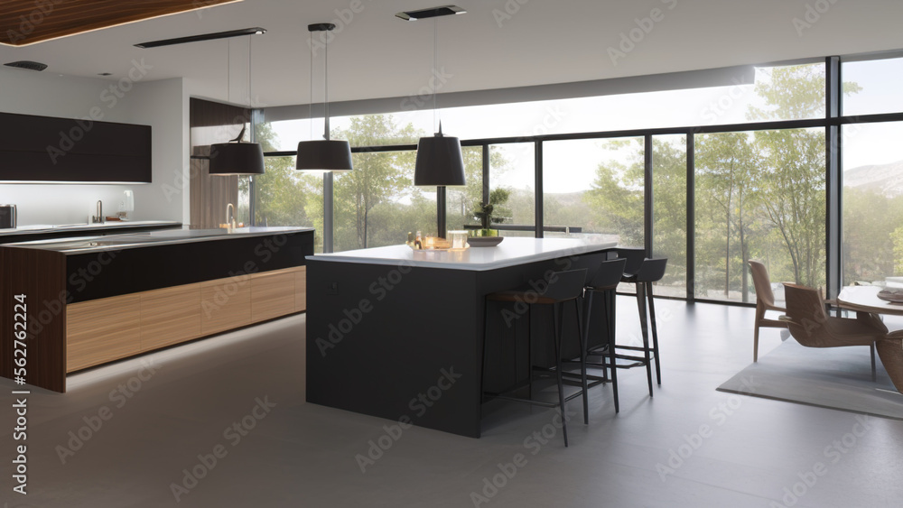 Fototapeta premium modern kitchen, suburbs, apartments, Generative AI