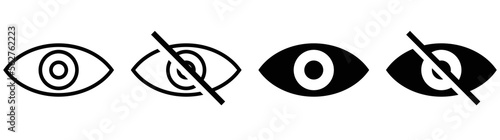 eye icon set. vision icon see and unsee collection symbol, vector illustration