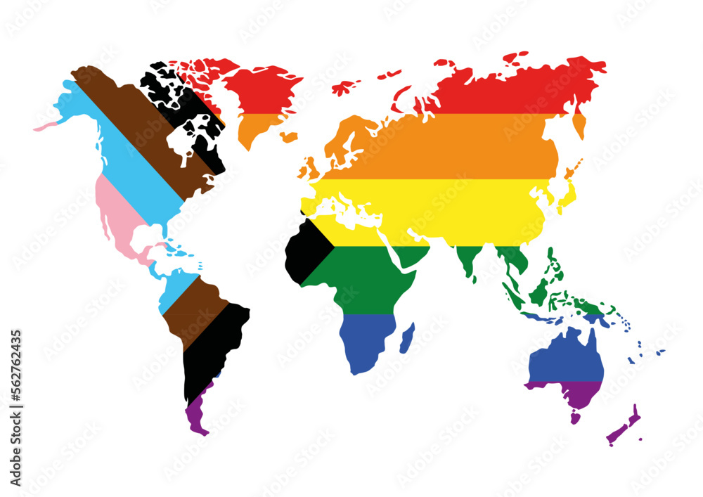 Obraz premium Progress pride flag all over the world 