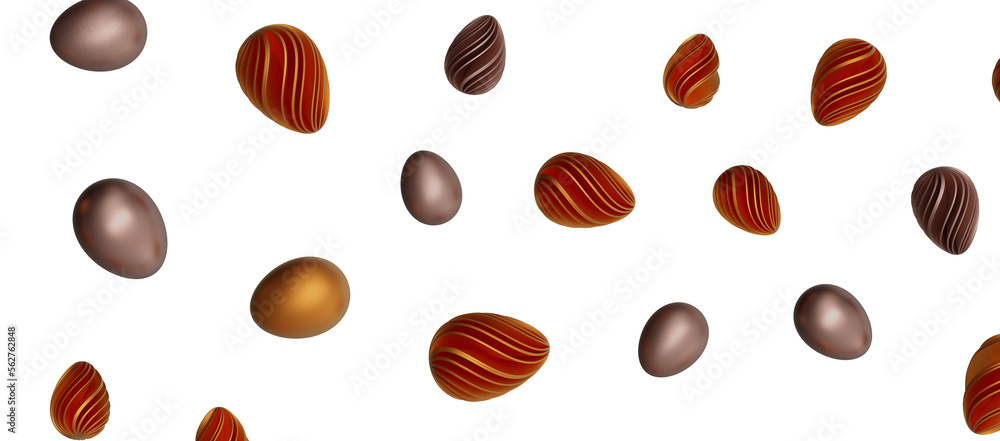 Fototapeta premium Abstract luxury golden easter eggs isolated