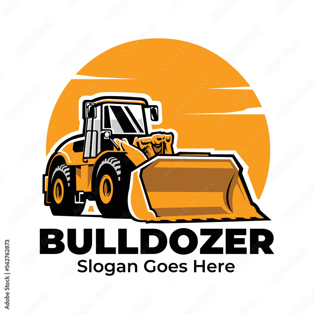 Fototapeta premium Premium Bulldozer Logo Vector Art Isolated