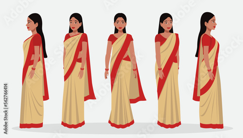 Indian woman with saree character set