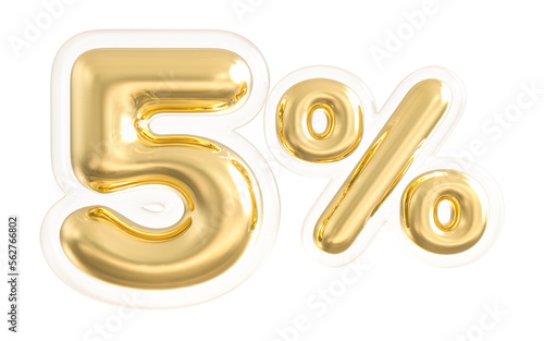 Discount 5 Percent 3D Gold Number Sale With Generative AI