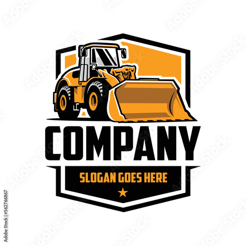 Premium Bulldozer Rental Company Logo Vector Art Isolated