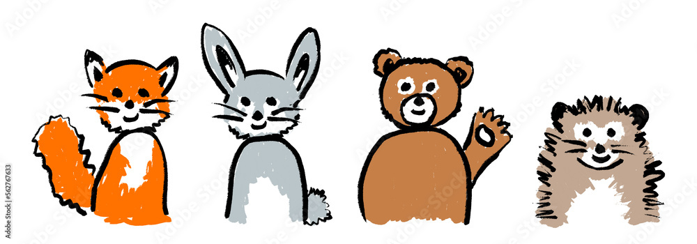 Animal Set - Fox - Rabbit - Bear - Hedgehog Animal Set - Fox - Rabbit - Bear - Hedgehog