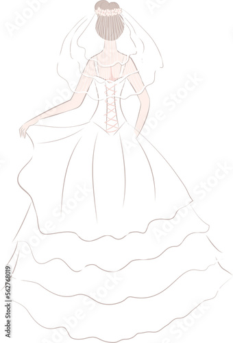 Girl in wedding dress and veil