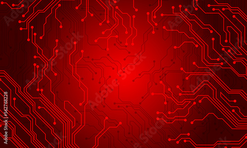 Red line circuit computer technology futuristic background design creative vector