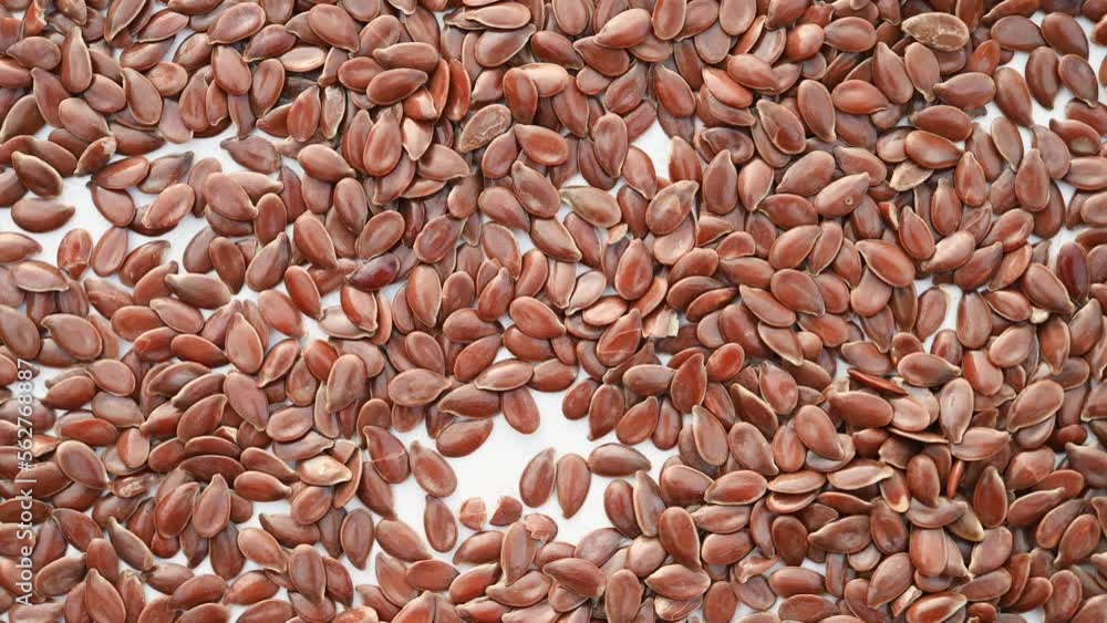 top view herb YaMaZi or Linum usitatissimum or Linseed rotating