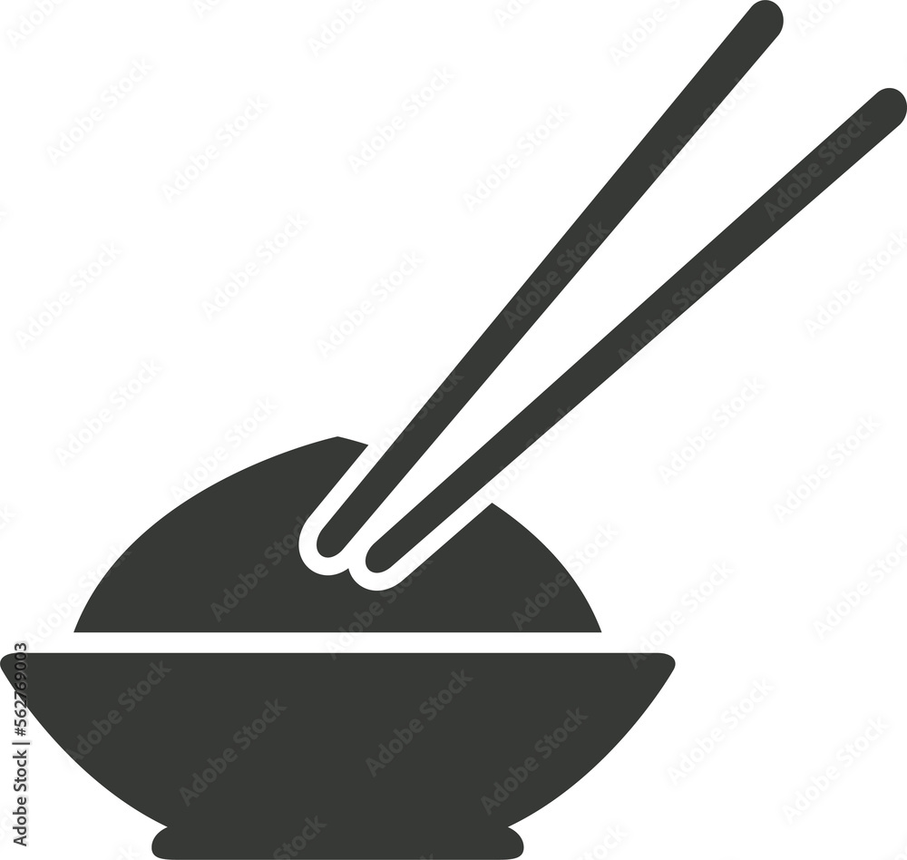 Bowl of rice with chopsticks silhouette Bowl of rice with chopsticks silhouette