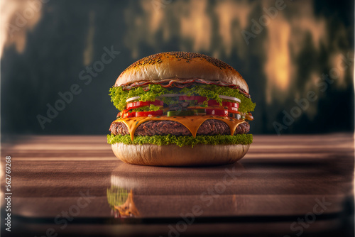 Cheesy Burger template design created with generative ai