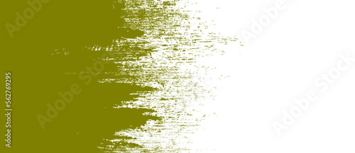 Olive green brush stroke background. Ink splash on backdrop. Brush background for wallpaper, paint splatter template, dirt banner, watercolor design, dirty texture. Trendy brush background, vector