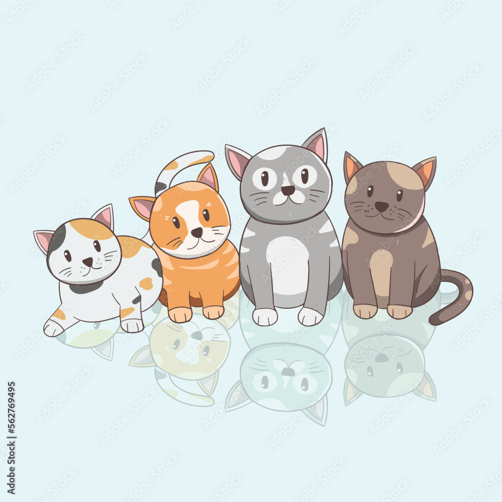 Cat Illustration Design Cute Vector