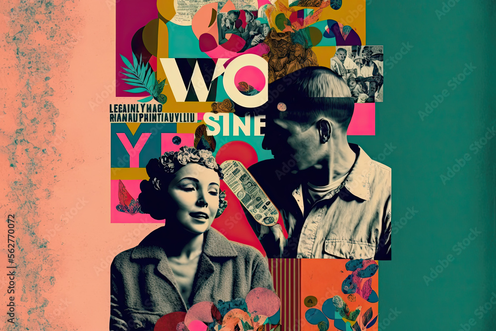 Generative Ai Illustration Of A Colorful Poster Or Collage In Vintage And Modern Style With Generative Ai Illustration Of A Colorful Poster Or Collage In Vintage And Modern Style With
