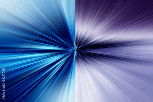 Abstract radial zoom blur surface in lilac and blue tones. Bright two-color background with radial, radiating, converging lines. 